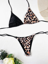 Leopard Halter Triangle Bikini Swimsuit